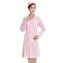 Женская одежда медсестры Куртка розовая Зимняя с длинным рукавом Тонкая доктор аптека красота рабочая одежда Уход Одежда