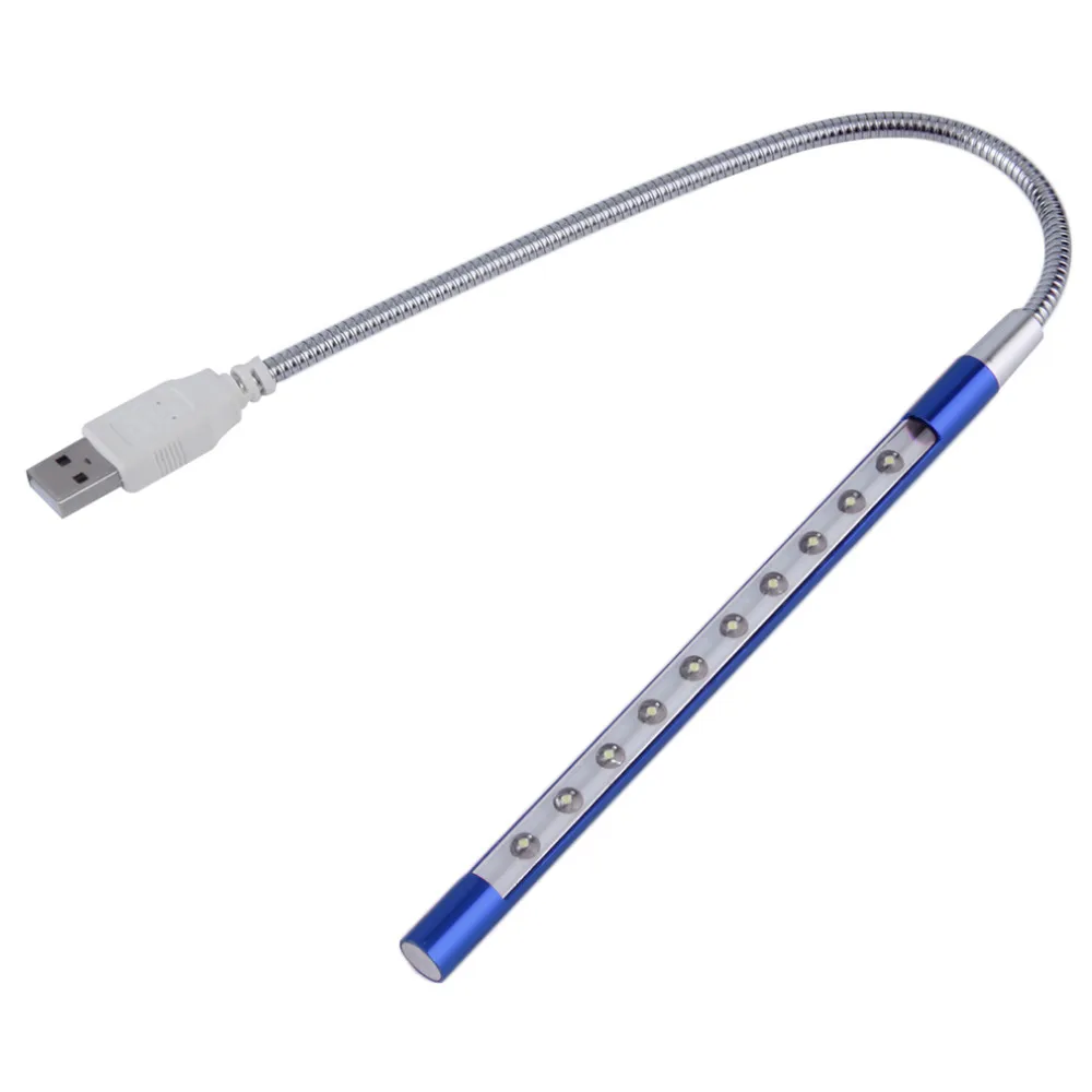 Мини Гибкий 10 светодиодов USB светильник компьютерная лампа для чтения для ноутбука ноутбук Настольный ПК Клавиатура
