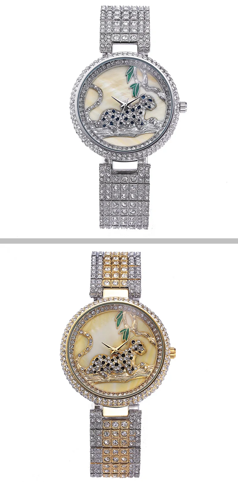 Miss Fox роскошные женские часы, стразы, водонепроницаемые, Relogio Feminino Dourado Leopard, нержавеющая сталь, Полный Бриллиант, Horloge Dames