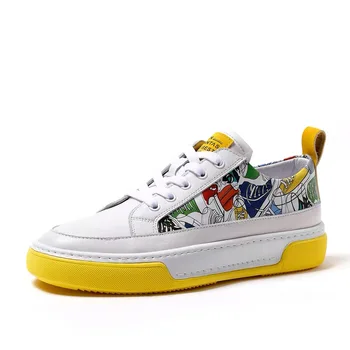 

Mens Shoes Genuine Leather Fashion Sneakers Graffiti Casual Low Top Outdoor Running Men Shoes Luxury Brand Breathable Men Shoes