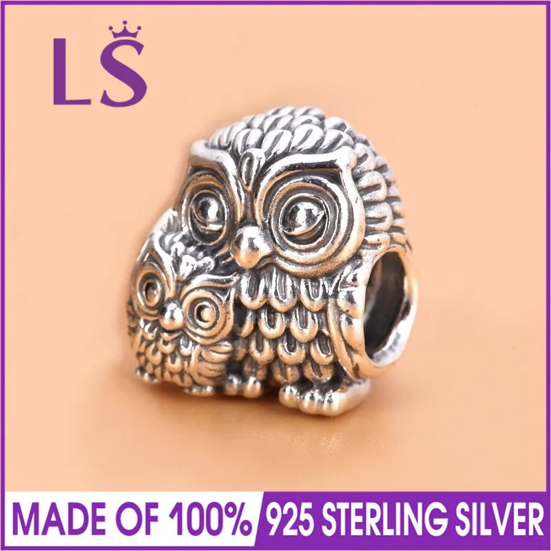 

LS Real Silver Charming Owls Charms Fits Authentic Bracelet Silver 925 Beads Original Sterling Silver Jewelry For Women Gifts