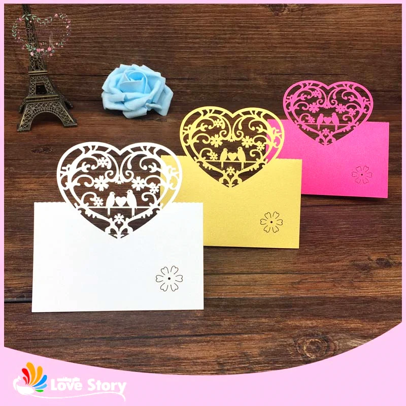 

40pcs Love Birds Laser Cut Wedding Party Table Name Place Cards Birdcage Guest Place Cards Favors Wedding Decoration
