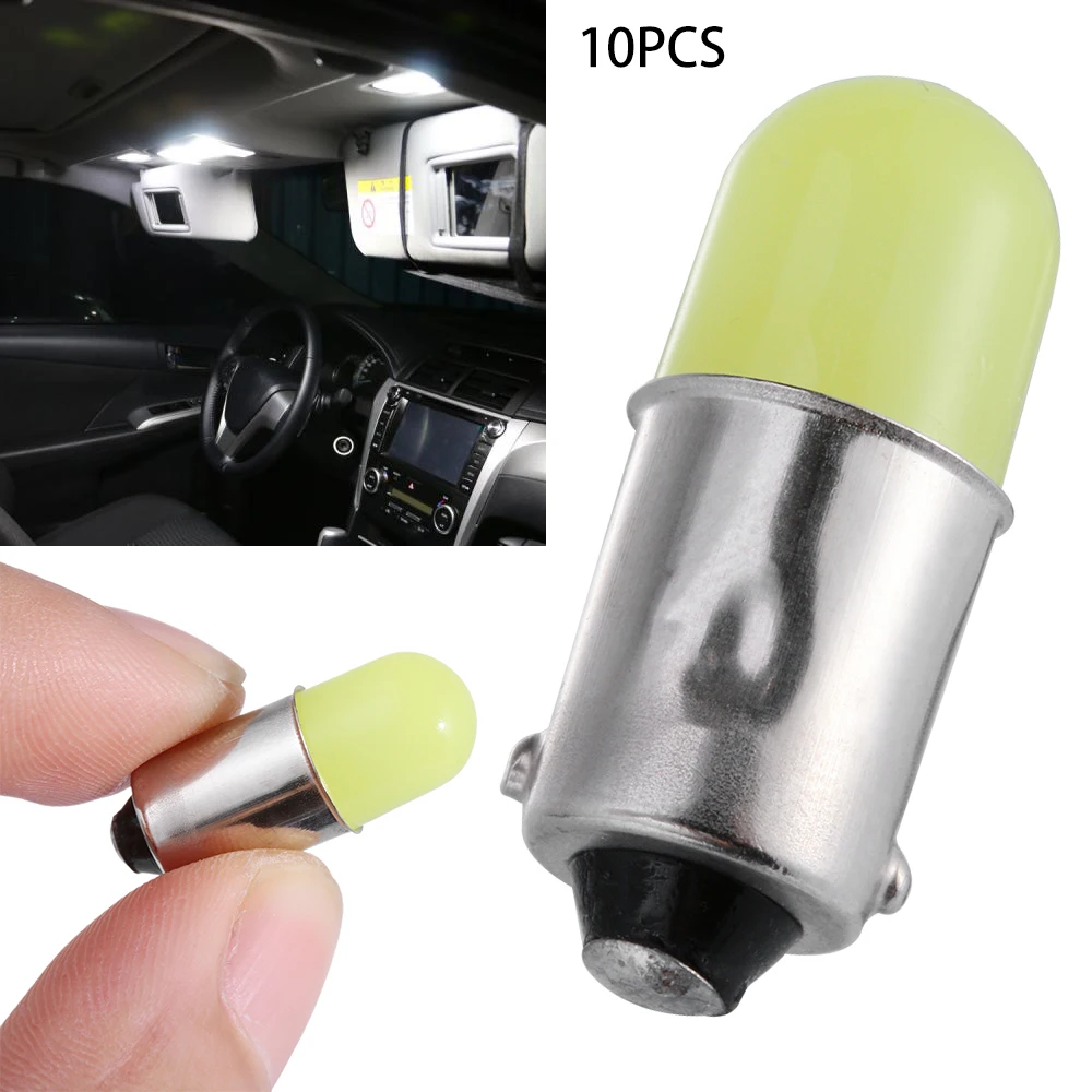 

New Arrivals 10Pcs T11 363 BA9S COB LED Round 3D T4W Car License Plate Light Turn Signal Bulb Door Lamp White 12V Durable