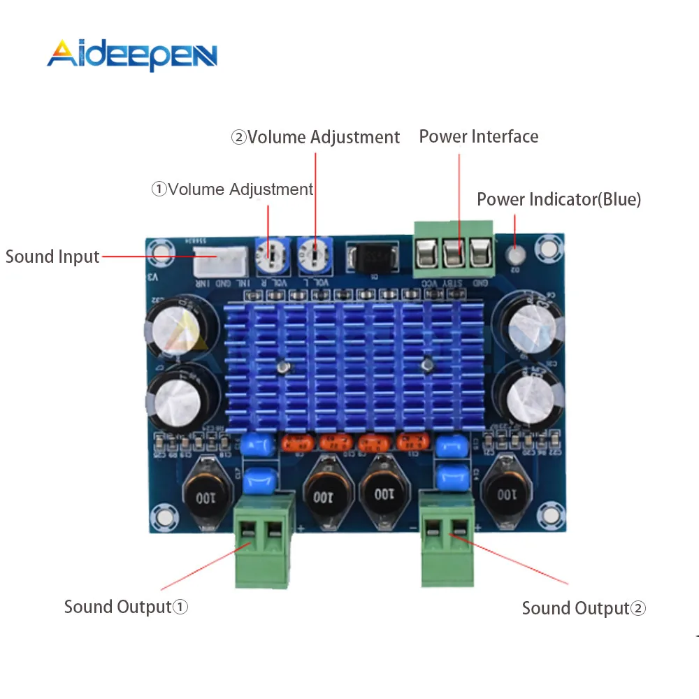 Высокомощный цифровой усилитель мощности платы Hi-Fi 2*120 Вт XH-M572 TPA3116D2 шасси специальный штекер Вход 5 в 24 в 28 в выход 120 Вт