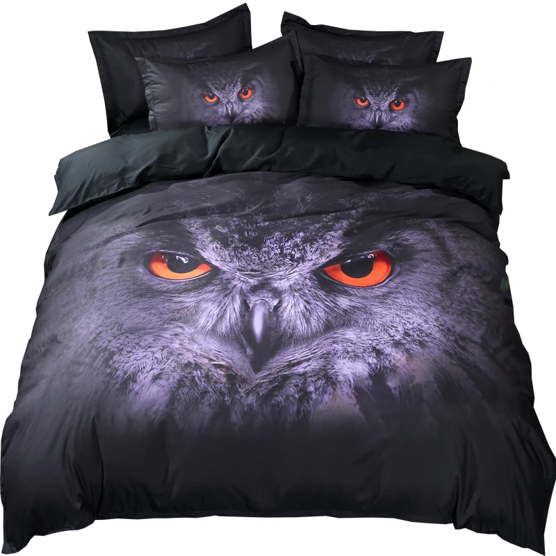 

PAPA&MIMA 3D owl animals 3pcs bedding set polyester Duvet Cover+Pillowcases set AU Double king queen twin size dropshipping
