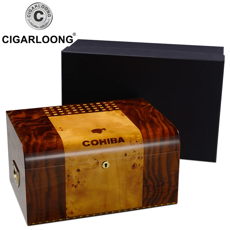 CIGARLOONG коробка для сигар деревянная сигара дисплей коробка humidor для сигар с ручкой увлажнитель для сигар HH-9002