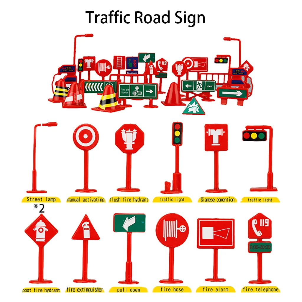 28 шт. автомобильные игрушки Аксессуары Дорожные знаки Дети играть Обучающие игрушки игры