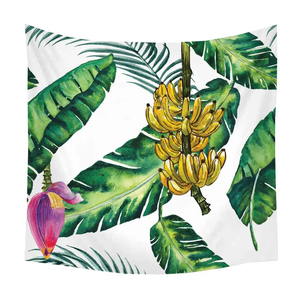 Boniu тропический растительный гобелен на стену, зеленые листья, гобелены для украшения дома, тканевый ковер, коврик для йоги - Цвет: TA050-15
