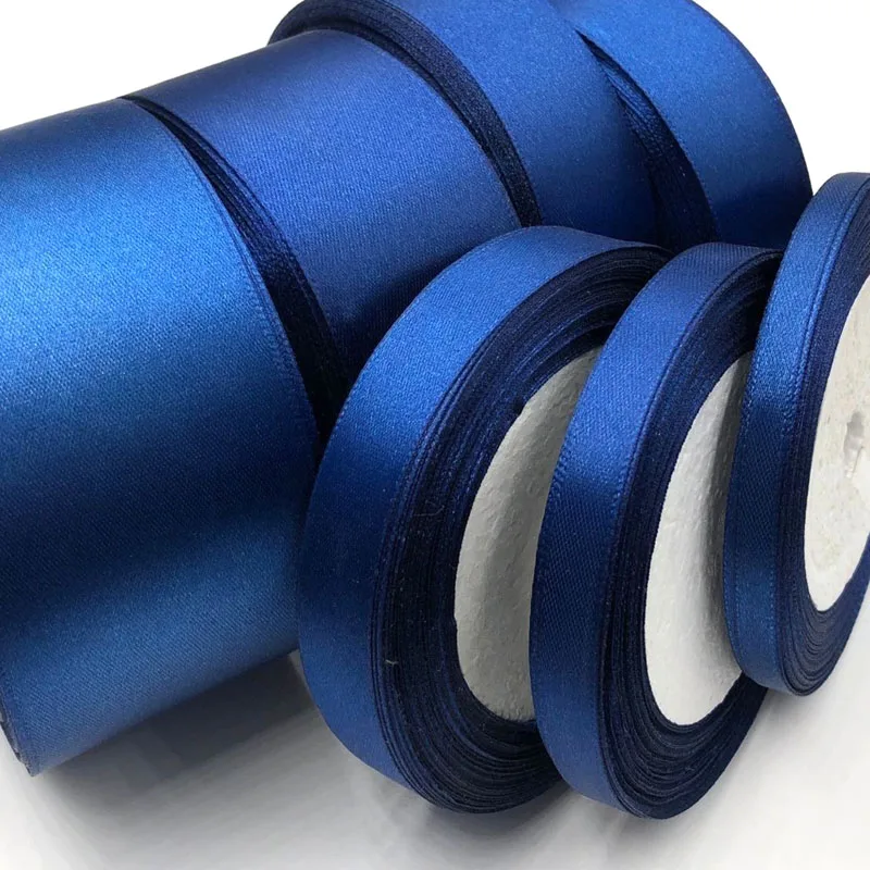 

25 Yards D-Blue Silk Satin Ribbon Wedding Party Decoration Gift Wrapping Christmas New Year Apparel Sewing Fabric Ribbon 38