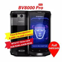Blackview BV8000 Pro 4G Mobile Phone 5.0 inch FHD MTK6757 Octa Core Android 7.0 6GB RAM 64GB ROM 16MP Waterproof IP68 Wifi GPS
