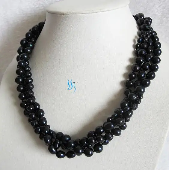 Black Color Pearl Jewellery AA 4-10MM 4 Rows Natural Freshwater Pearl Necklace 18 inches Magnet Clasp New Free Shipping Black Color Pearl Jewellery AA 4-10MM 4 Rows Natural Freshwater Pearl Necklace 18 inches Magnet Clasp New Free Shipping