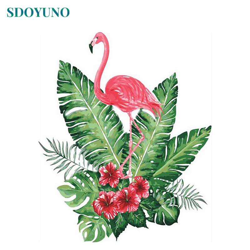 

SDOYUNO Painting By Numbers Animals Flamingo 60x75cm Room Decoration DIY Framed Canvas Oil Painting Digital Painting For Gift