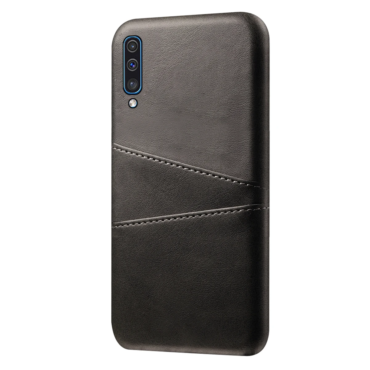 Для samsung Galaxy A50 A40 A30 A20 A10 чехол винтажный телячья кожа из искусственной кожи с отделением для карт жесткий чехол для samsung A50 чехол тонкий - Цвет: Черный