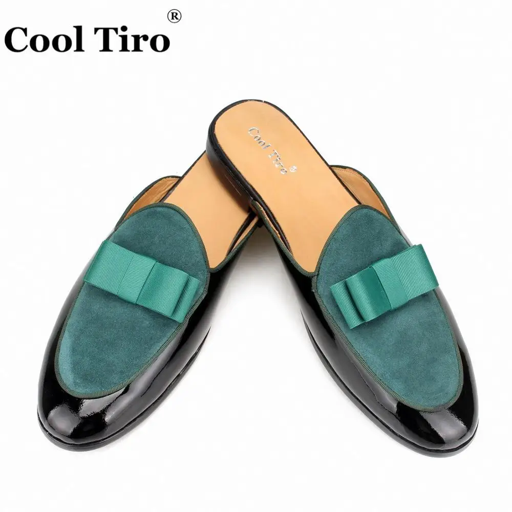 Green Suede Mules Slippers Bow (6)