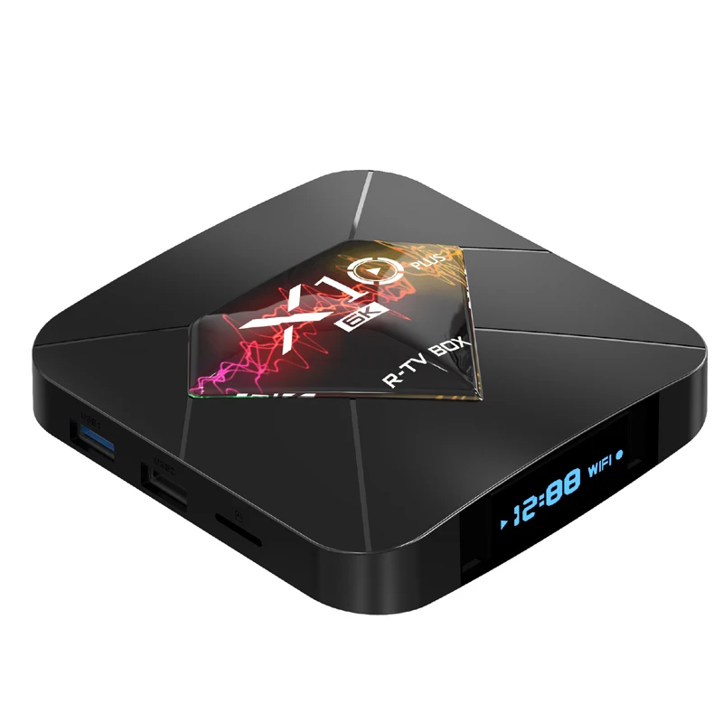 X10 Plus 6K Android 9.0 TV Box Allwinner H6 Quad Core Smart Mini PC with LED Display 2.4G Wifi 6K Streaming Media Player