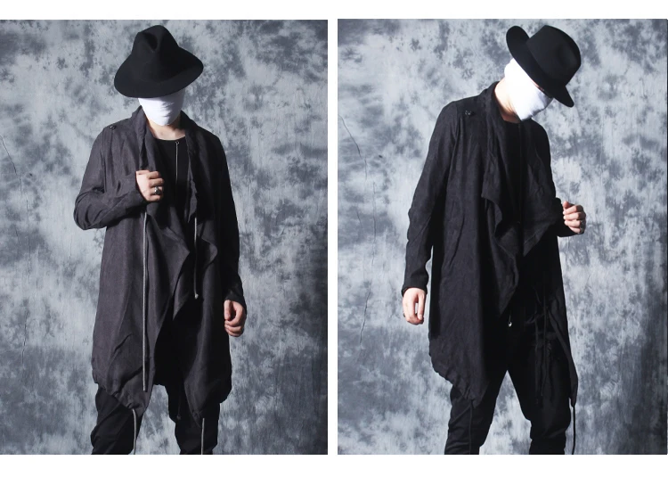 New Windbreaker Men's Long Dark Black Wizard Cloak Coat Robes Trench Coat Men Mens Gothic Fashion Rompeviento Larga Hombre