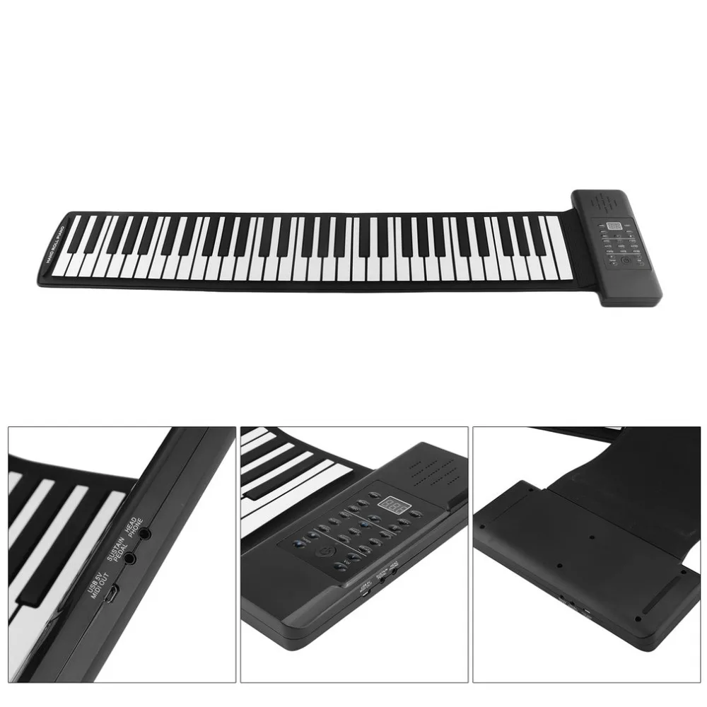 PD61 складной электронный орган превосходное рулонное пианино с мягкими клавишами встроенный динамик 61 клавиша 128 тонов профессиональная MIDI клавиатура