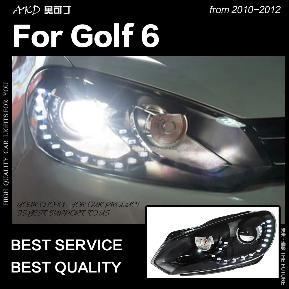 AKD автомобильный Стайлинг для VW Golf 6 светодиодный налобный фонарь 2009-2012 R20 дизайн гольф светодиодный DRL Hid головной фонарь Ангел глаз биксеноновый луч аксессуары