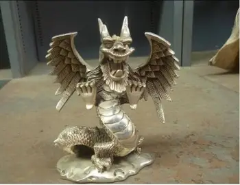 

YM 305 China Chinese Fengshui Silver Home Fly Dragon Statue