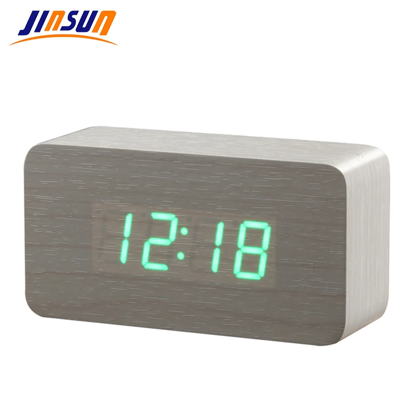 JINSUN Desktop Electronic Clock Best High end Wooden LED Digital Sound