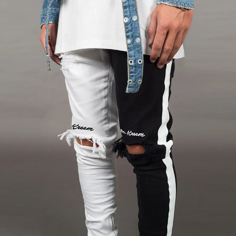 Maoxzon мужские трендовые узкие брюки с буквенным отверстием в стиле пэчворк Новая повседневная спортивная одежда Jogger узкие брюки для молодых мужчин