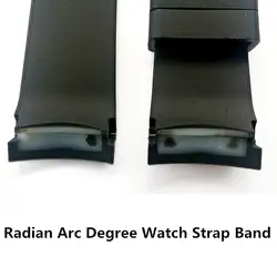 Новый водостойкий 22 мм загнутый конец ремешок черный силиконовый/резиновый радиан Arc Degree ремешок для часов