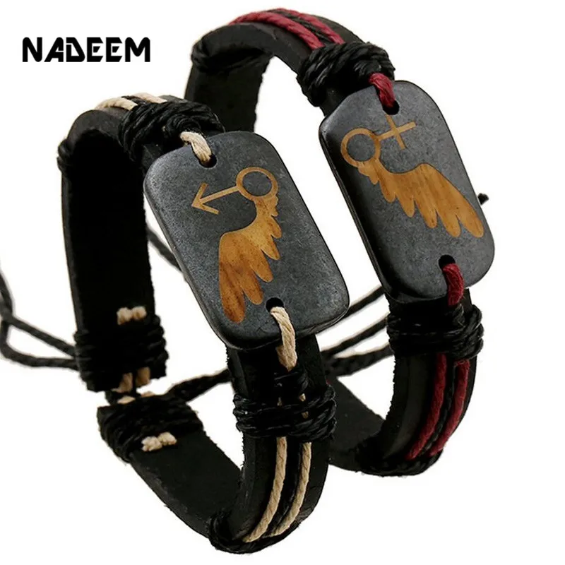 

NADEEM 2017 Fashion Lover Gift Genuine Leather Charm Bracelet Cuff Braided Wrap Bracelet & Bangle Jewelry For Women Men Gifts