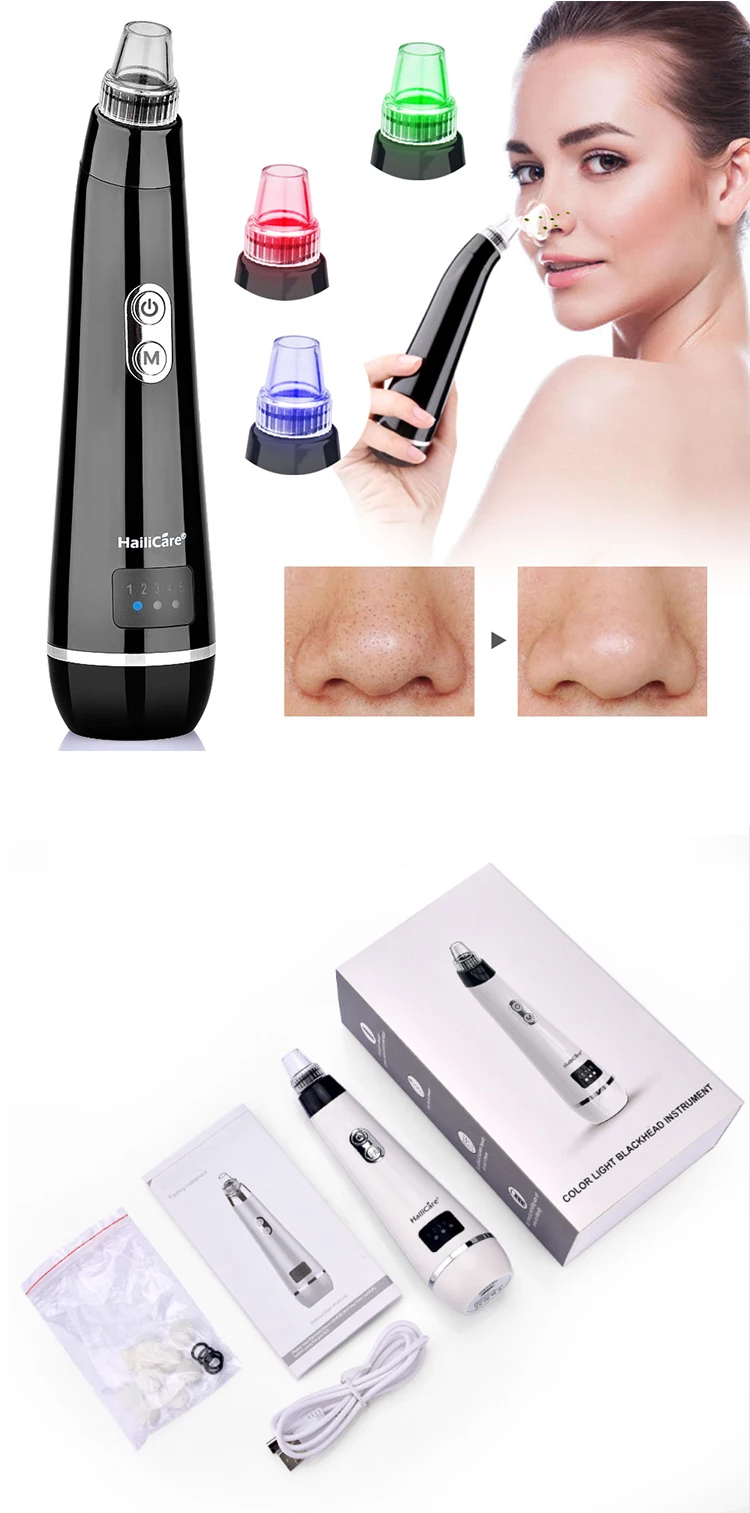 Blackhead Vacuum Suction Pore Vacuum Cleaner Facial Blackhead Acne Removal Tools 3 Colors Light Photon Rejuvenation Skin Care-5