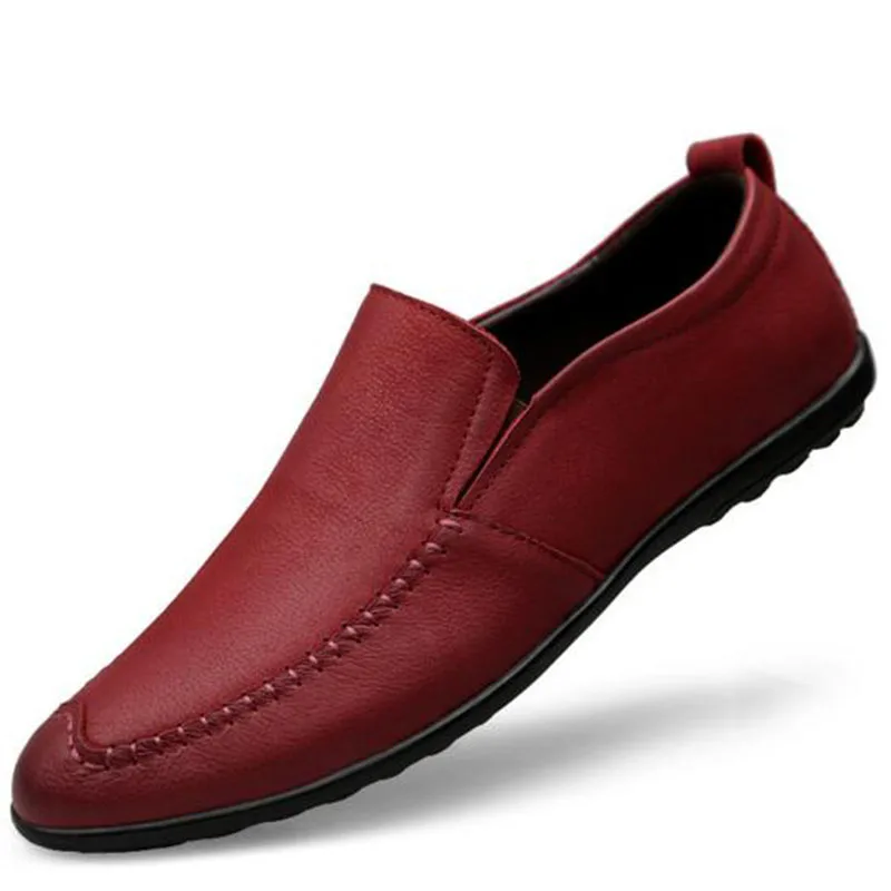 Sping Wear Men Soft Buttom Driving Loafers Shoes,Genuine Leather Casual Non-slip Breathable Slip-on Single Shoes Size 38-44