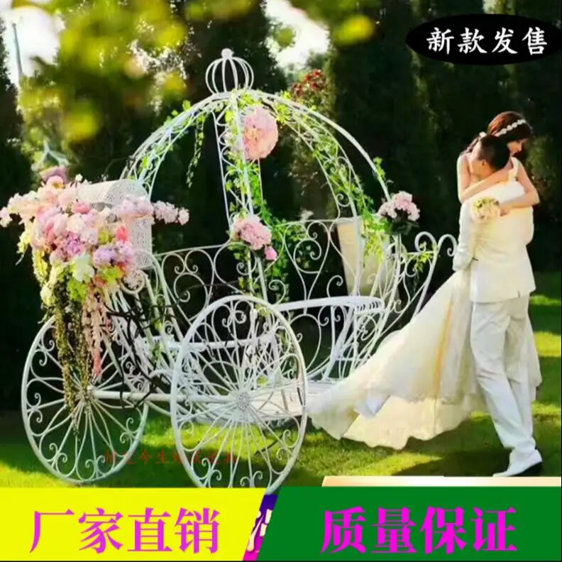 Marriage horse-drawn carriage bride's appearance props Tieyi large pumpkin carriage Princess carriage wedding outdoor decoration