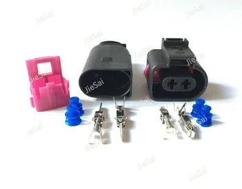 

2 Way 1 J0 973 722 1717692-1 8D0973822 3.5mm Female Male Auto Temp Sensor Plug Electric Horn Socket Auto Connector For VW Audi