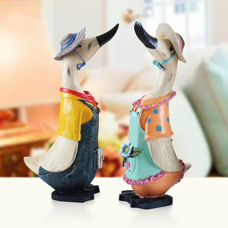 Beste Amerikaanse Land Resin Creatieve Ornamenten Dier Decoraties Ambachten Paar Ducks Woondecoratie Accessoires