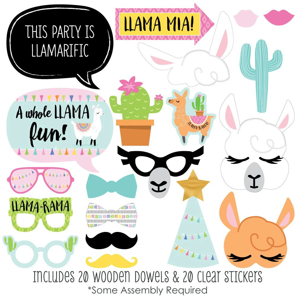 Лама весело ламы Fiesta Baby Shower День рождения пользу Photo Booth Реквизит комплект 20 шт.
