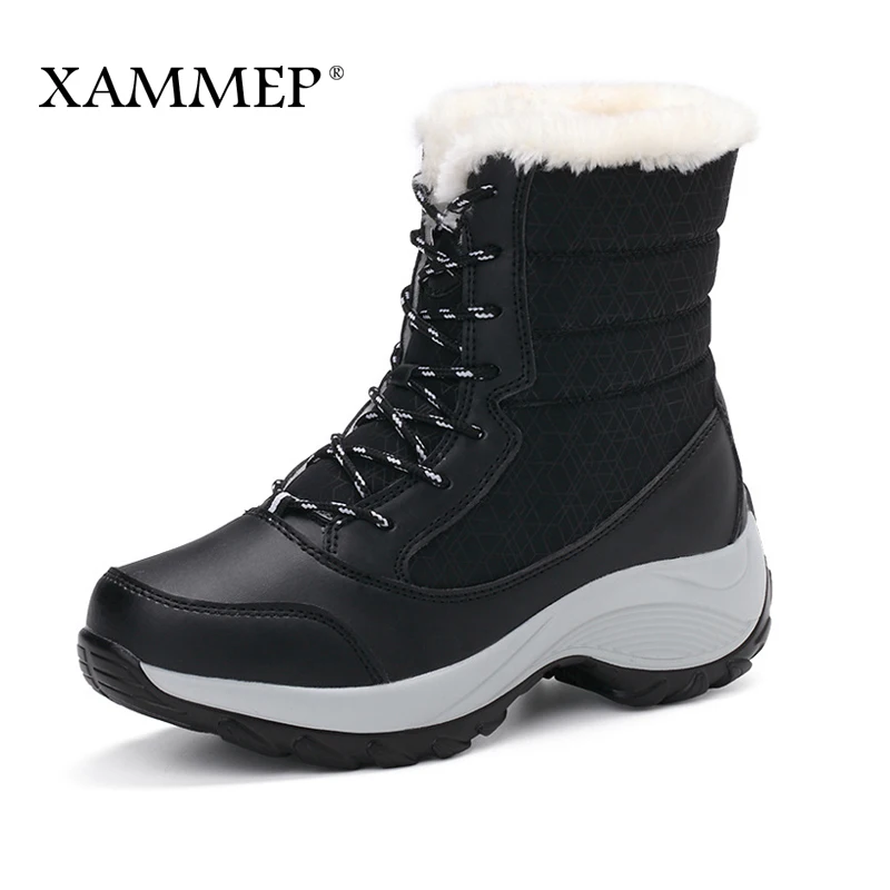 

Women Winter Shoes Brand Winter Boots Big Size Mid Calf Boots High Quality Women Shoes Warm Plush Fashion Xammep