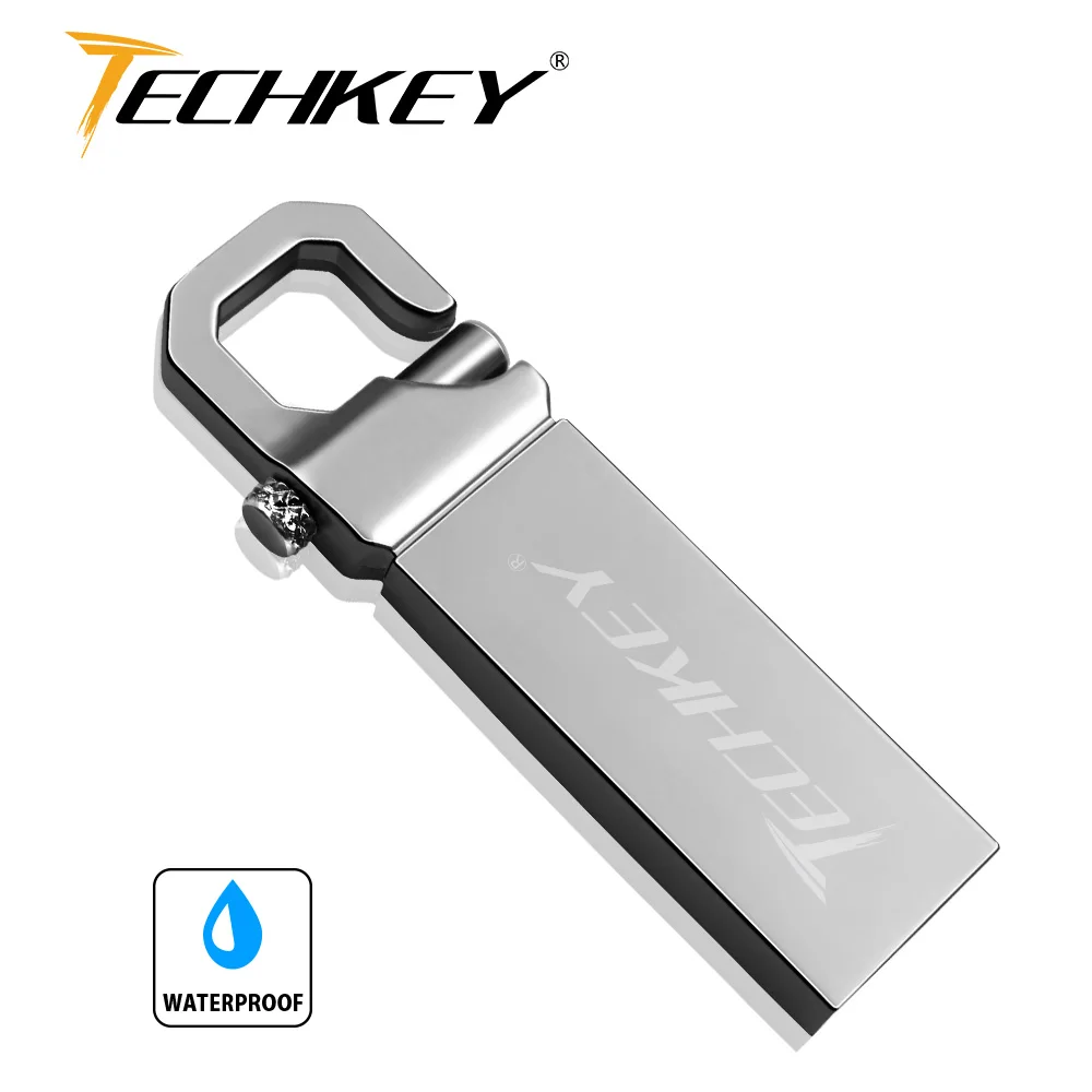 Новый techkey USB флешка 64 ГБ металла Сталь накопитель 32 ГБ памяти мемори cel usb stick высокого Скорость переносной USB-накопитель u диск подарок