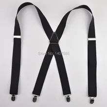 Взрослые большие размеры подтяжки Мужские очень подвесной зажим на X-Back черные подтяжки эластичная Подвеска ширина 3,5 см
