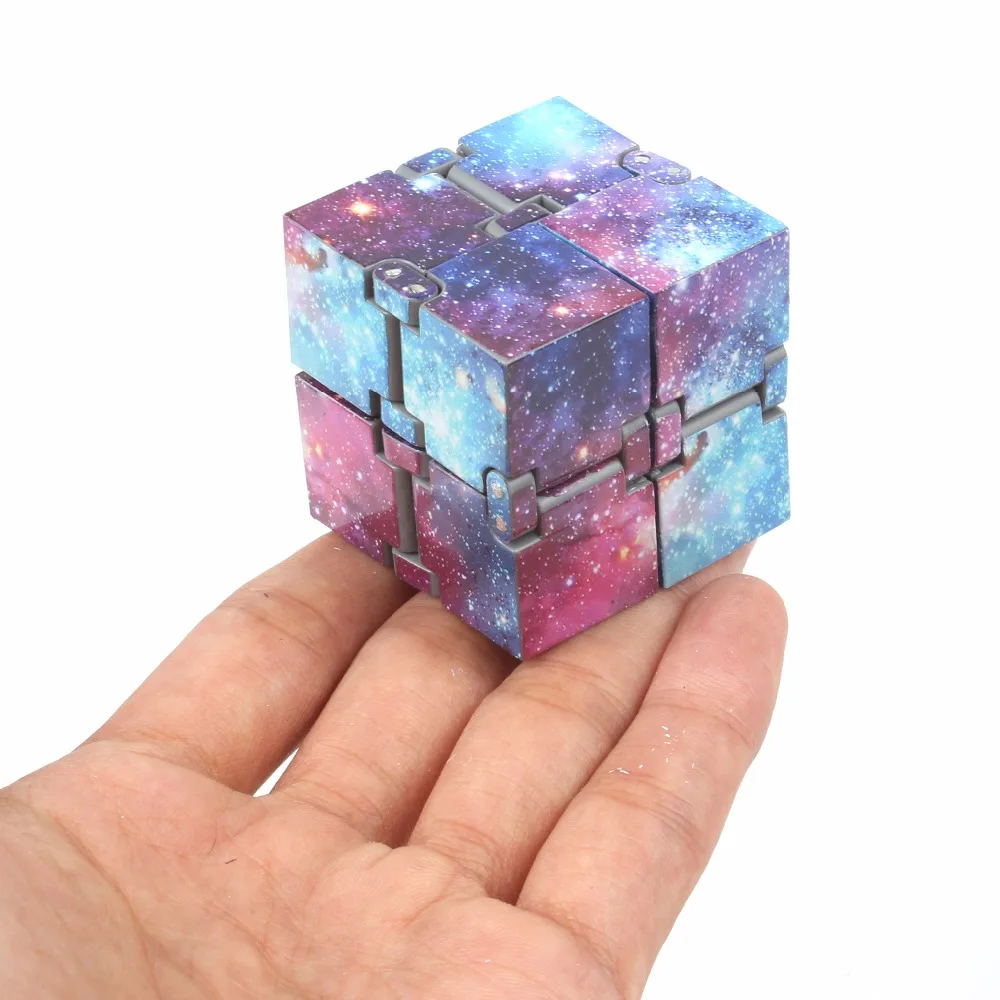 Infinity Cube Prime Fidget Finger Toy Galaxy Pressure Reduction 4x4x4cm Hand Killing Time for Kids Adults Stress Anxiety ADHD