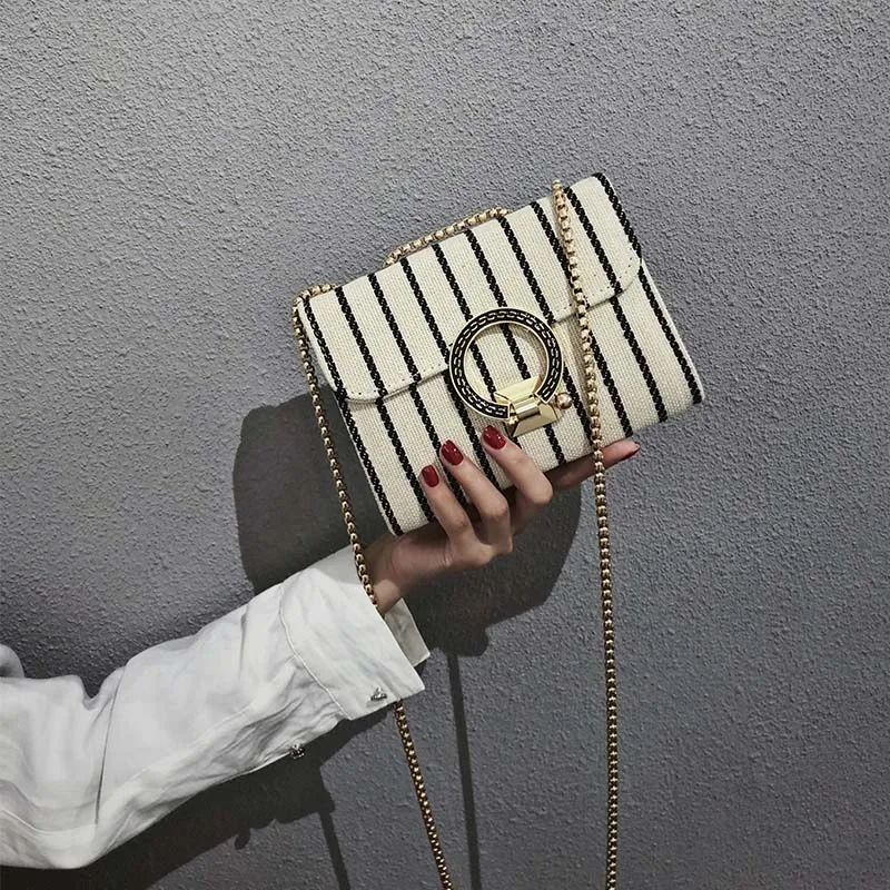 

2019 Pu Leather Stripe Messenger Bags For Women's Shoulder Bags Fashion Female Crossbody Flap Design Bags Small bolsa feminina