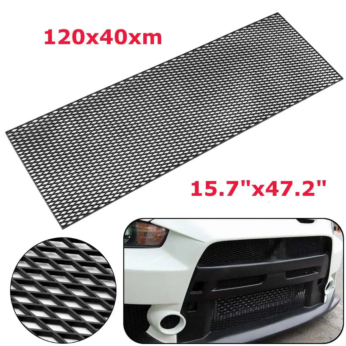 Black Honeycomb Mesh Grill ABS Plastic Spoiler Bumper Vent Universal