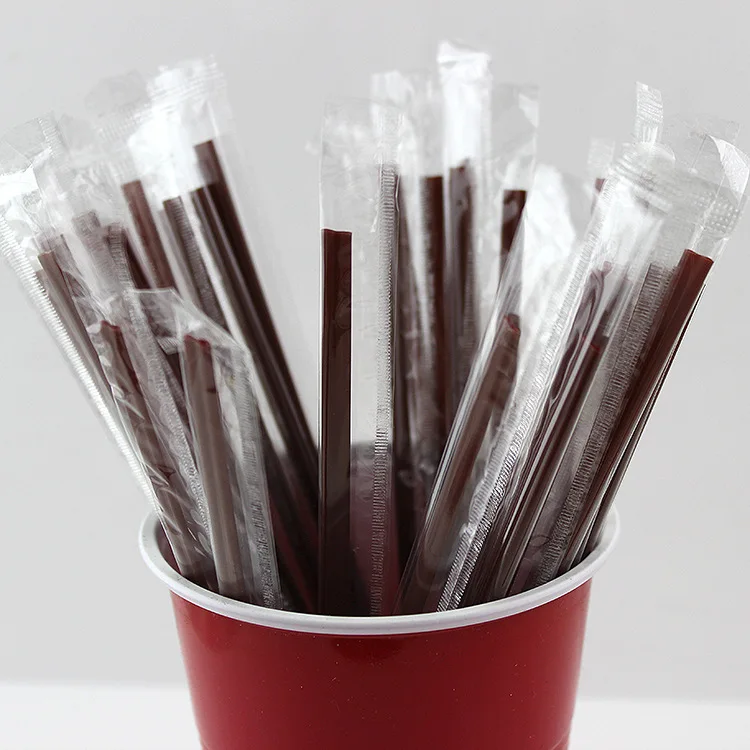 100pcs/lot Disposable Coffee Straws Drinking Plastic Straws Two Holes