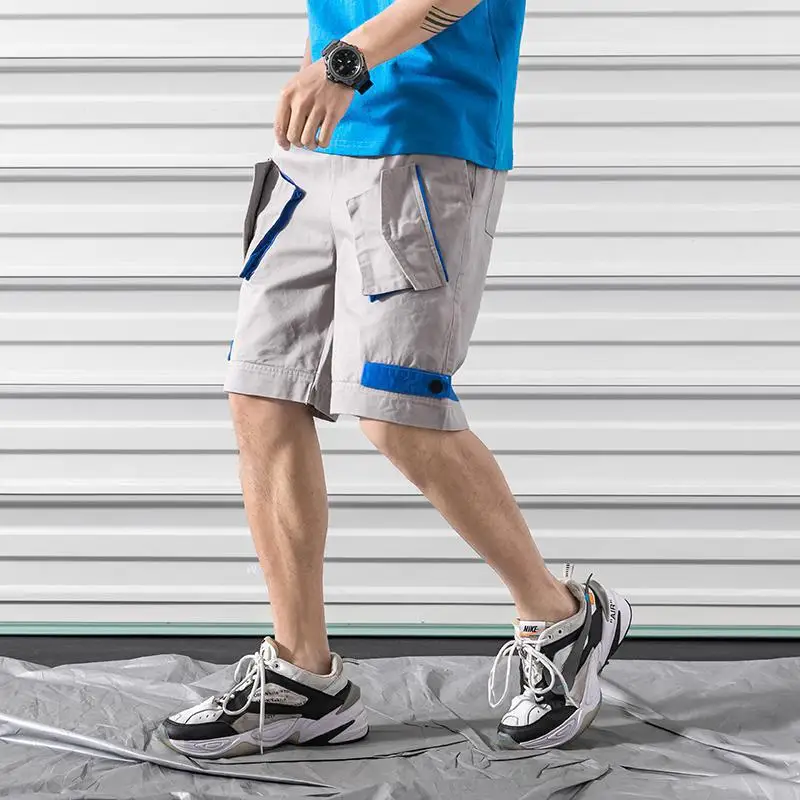 Hip хип хоп Уличная Мужская s карго шорты Эластичная талия плюс размер свободный крой мужские летние шорты с шнурком XXXXXL
