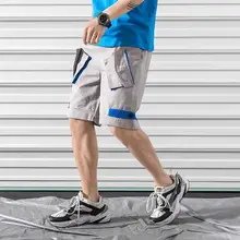 Hip хип хоп Уличная Мужская s карго шорты Эластичная талия плюс размер свободный крой мужские летние шорты с шнурком XXXXXL