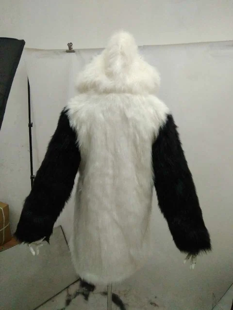 Зимняя теплая куртка с капюшоном и длинным рукавом, имитация кроличьего меха, длинное пальто, пальто из искусственного меха для женщин, мягкая верхняя одежда BCD1507128