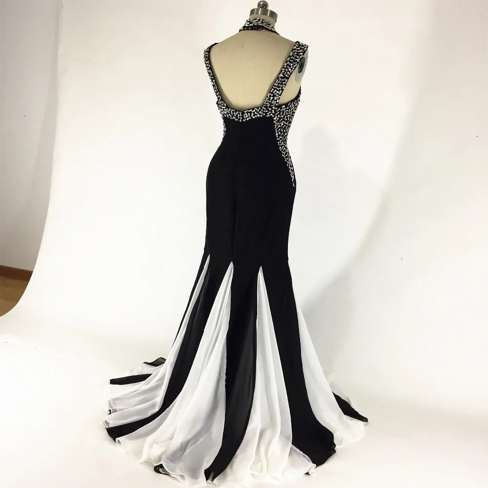 Черные вечерние платья, элегантное платье русалки с длинным рукавом для выпускного вечера, вечерние платья для выпускного вечера с бисером, robe de soiree vestidos largos