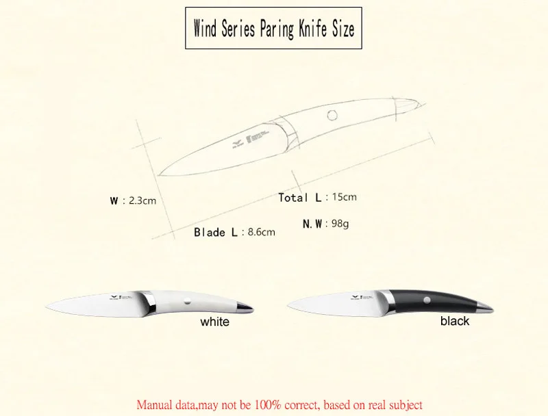 Профессиональный нож для очистки овощей, фруктовые ножи, 3,5 дюймов, немецкая сталь, X50, ABS ручка, белый и черный, зеркальное полированное лезвие, кухонные аксессуары