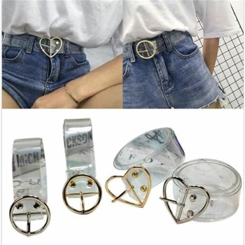 

Jelly Laser Holographic Love Pin Belt Buckle Transparent Invisible PVC Clear Belt Harajuku Jeans Dress Waist Strap Waistband