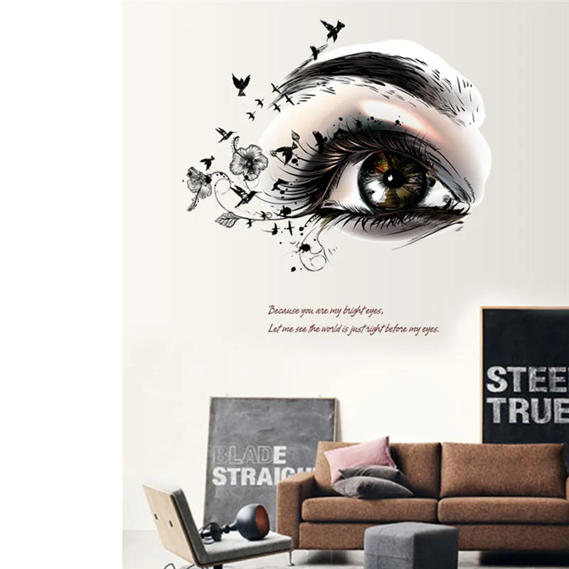 

Hot!DIY Beautiful Eyes Environment Layout TV Background Wall Decoration Removable Wall Stickers Best Price Drop Shipping Jun29