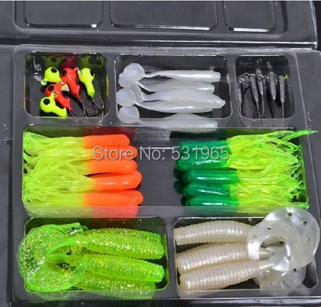 

35 Soft Bait Small 10 Lead Head Hook Lure Combination Set Soft Fishing Lure Set Soft Bait Fishing Tackle Lure Kit