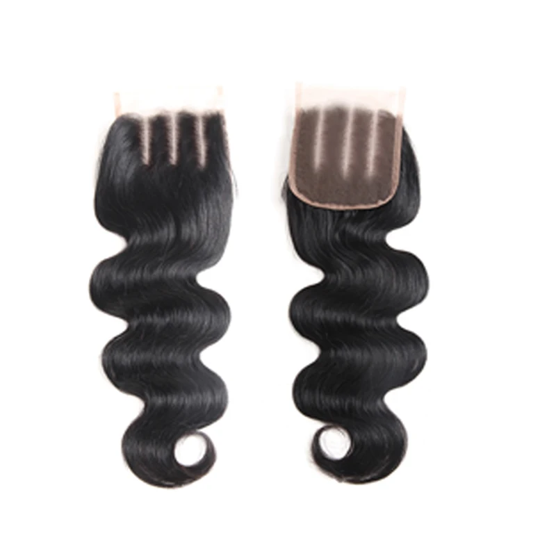 Ali queen бразильские натуральные неокрашенные волосы объемная волна 3 пучка с 4x4 швейцарская шнуровка средняя три части натурального цвета