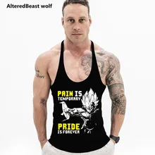 Брендовая мужская майка без рукавов, летняя рубашка с принтом Dragon Ball, хлопковая майка, Спортивная майка для бодибилдинга, мужская майка для фитнеса